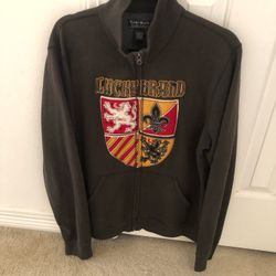 Vintage Inspired Lucky Brand Zip Track Jacket Men's Size L/ Gray