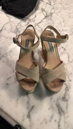 Prada suede cork size 8.5 wedged sandals.