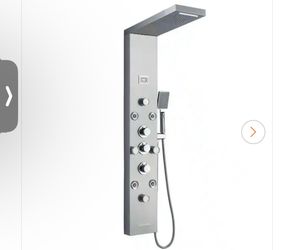 8-Jet Rainfall Shower Panel System Tower with Rainfall Waterfall Shower Head Hand Shower Wand Tub Spout in Chrome Nickel