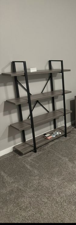 4-Tier Industrial Metal and Wood Bookshelf