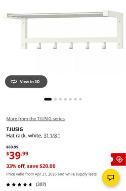 IKEA TJUSIG Hat & Coat Rack, White