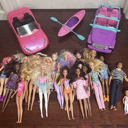 Large Lot of Barbie Dolls and Accessories Vehicles $50 for All