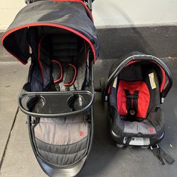 Car seat with base and stroller