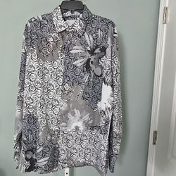 Veronelli Men's Casual Button Down Shirt XL- Grey