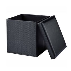 Storage Ottoman Collapsible -Holds Up To 220Lbs (15”Dx15”Wx 15”H) Black  NEW!