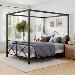 New in box queen canopy bed frame mattress not included