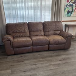 Brown Leather Electric Reclining Couch