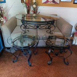 Beautiful Wrought Iron Ornate Glass Tables