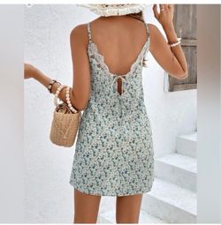 Floral Mini Dress with Lace Open Back
