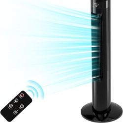 Tower Fan Portable Electric Oscillating Fan Quiet Cooling Remote Control Standing Bladeless Floor Fans 3 Speeds Wind Modes Timer Bedroom Office (36 in