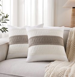 2 New Modern Organic Boho Neutral Pillow Covers