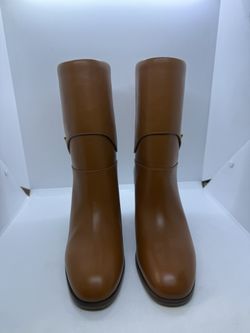 Gucci Elizabeth Heeled Ankle Boots Horsebit Brown Cognac