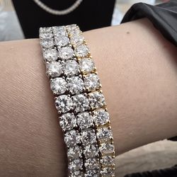 4MM 7/7.5" Tennis bracelets, Solid Silver, Moissanite Fine Jewelry