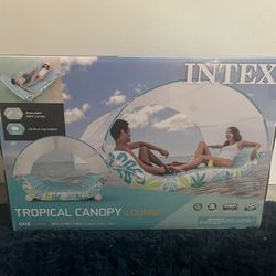 INTEX Inflatable Tropical Canopy Lounge: Detachabled Fabric Sunshade – 440lb Weight Capacity