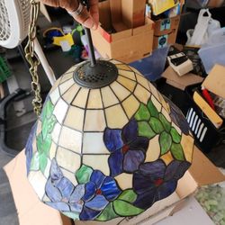 Vintage Tiffany-style Hanging Lamp With Flowers