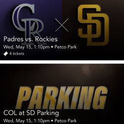 Padres Vs Rockies 5/15 4 Aisle Tix With Tailgate Parking Section 121 Row 40