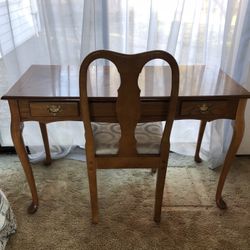 Desk With Three Drawers And Chair
