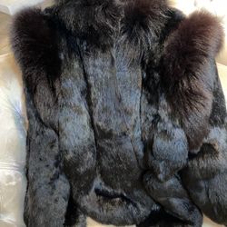 Beautiful Black Rabbit Fur Coat 