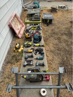 Used Tools - Price is for ALL - Makita Saw, Ryobi Saw, Drills, Rigid Tile Saw.