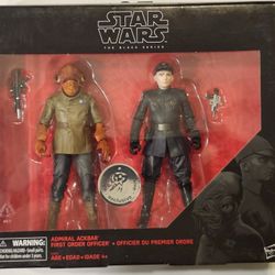 2017 TOYS R US EXCLUSIVE 2 FIGURE  SET.  STAR WARS THE BLACK SERIES. ADMIRAL ACKBAR AND FIRST ORDER OFFICER 6 " ACTION FIGURES. 