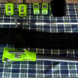 Green works 40V Yard Tools  W/2 Chargers And 2 Batteries ( One Charger Not Pictured) 