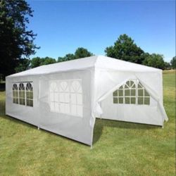 10 ft. x 20 ft. White Wedding Party Canopy Tent Outdoor Gazebo with 6-Removable Sidewalls