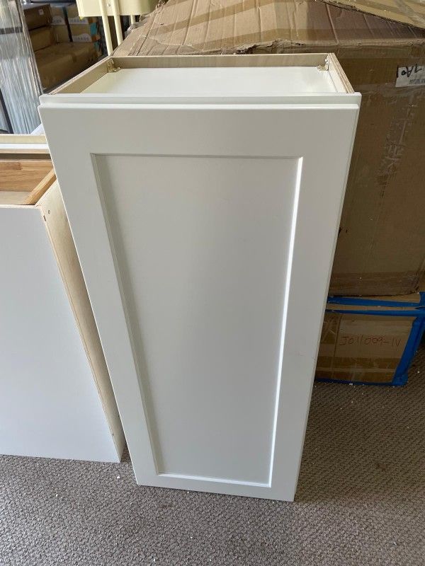 

12"W x 30"H Single Door & 2 Shelves White Shaker Plywood Wall Cabinet
