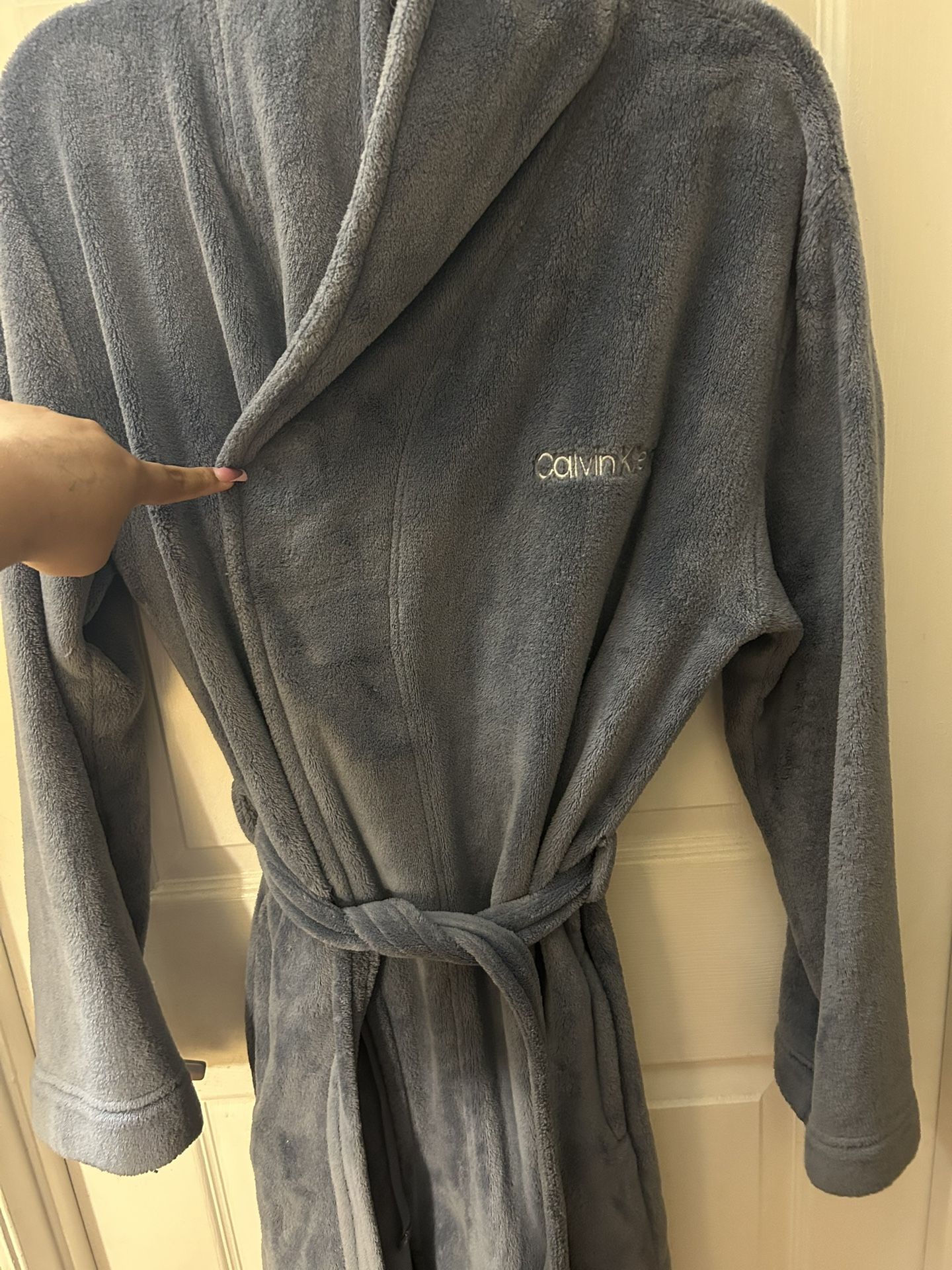 Calvin Klein plush bathrobe blue