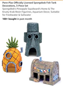 Penn-Plax SpongeBob Fish Tank Decorations 3-Piece Set