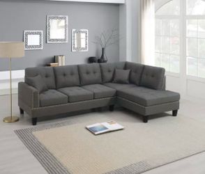 Sectional Sofa dark coffee or ash black Deep Seating Accent Pillows Nailhead Trim 98x67 pick up can deliver
