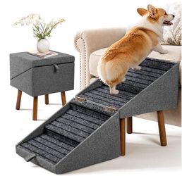 New 2-in-1 Dog Stairs & Ottoman 17 “, Foldable Dog Ramp for Couch