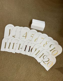 Acrylic Table Numbers White Gold