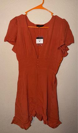 NWT Forever 21 Rust Terracotta Mini Dress Smocked Waist Size M