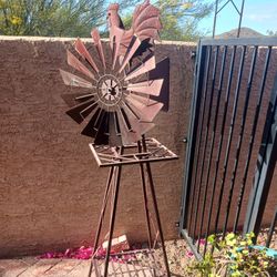 Metal Windmill With Rooster