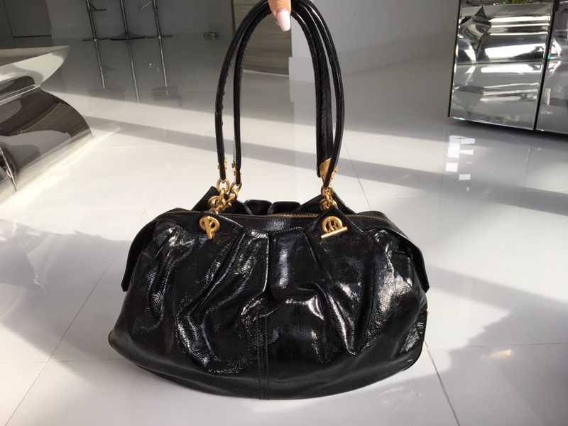 Alexander McQueen black patent leather purse