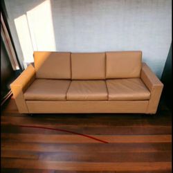 Knoll style Mid century modern Leather Sofa 