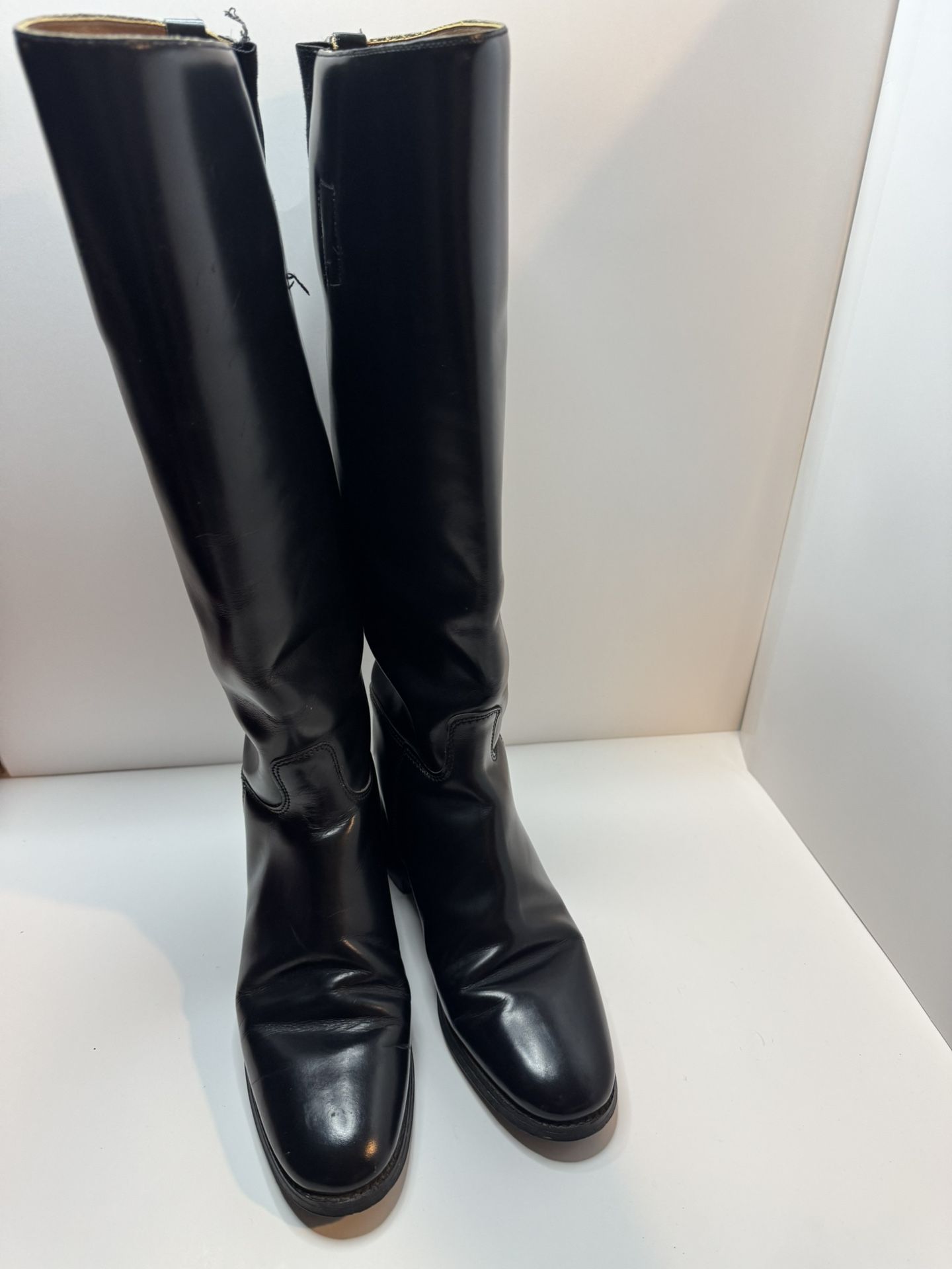 Hawkins Black Leather Riding Boots Size 5 