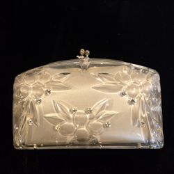 1950's Lucite, Rhinestones,  Carved Clutch Purse