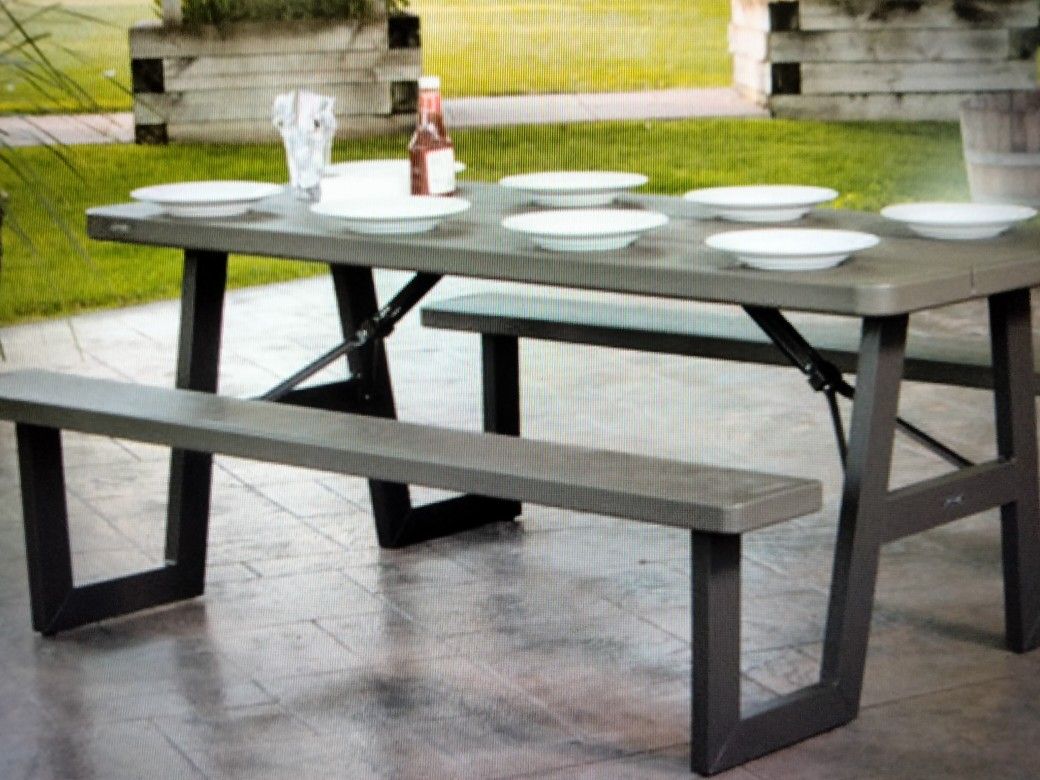 Lifetime 60264 U 30" x 72" Rectangular Brown Plastic Folding Picnic Table