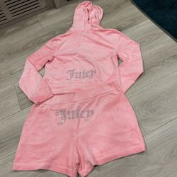 Juicy Couture Pink Velour Tracksuit Short Set