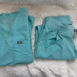 Figs Scrub Set (Aqua blue) XS