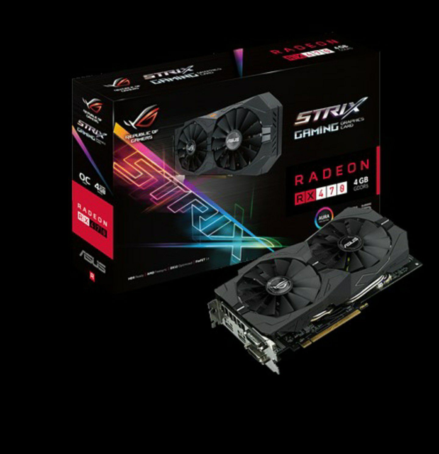 ASUS ROG Strix Radeon Rx 470 4GB OC Edition AMD Graphics Card with DP 1.4 HDMI 2.0 (STRIX-RX470-O4G-GAMING)