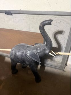 Big black standing elephant decor statue