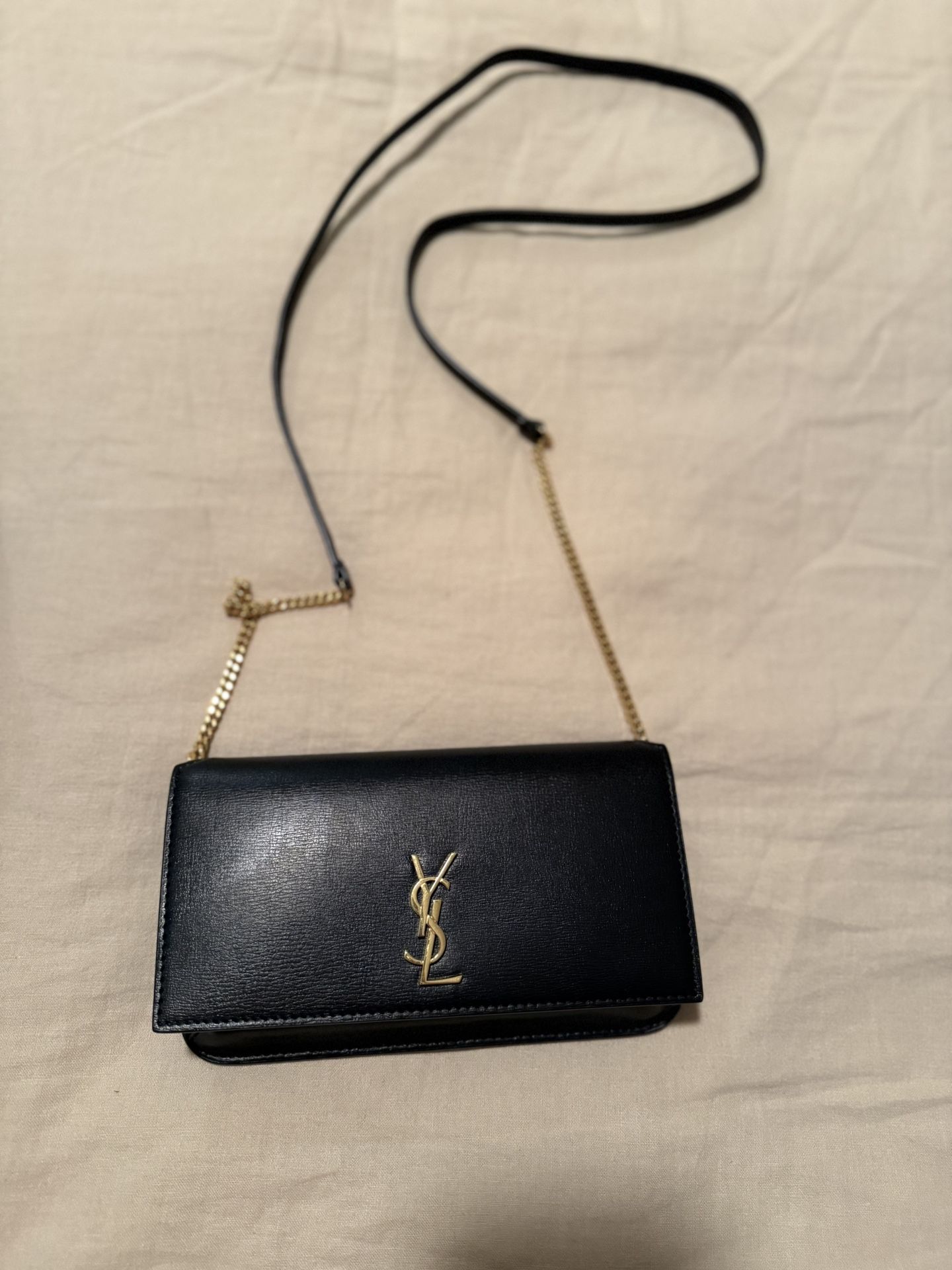 YSL Cassandre Phone Holder in Smooth Leather