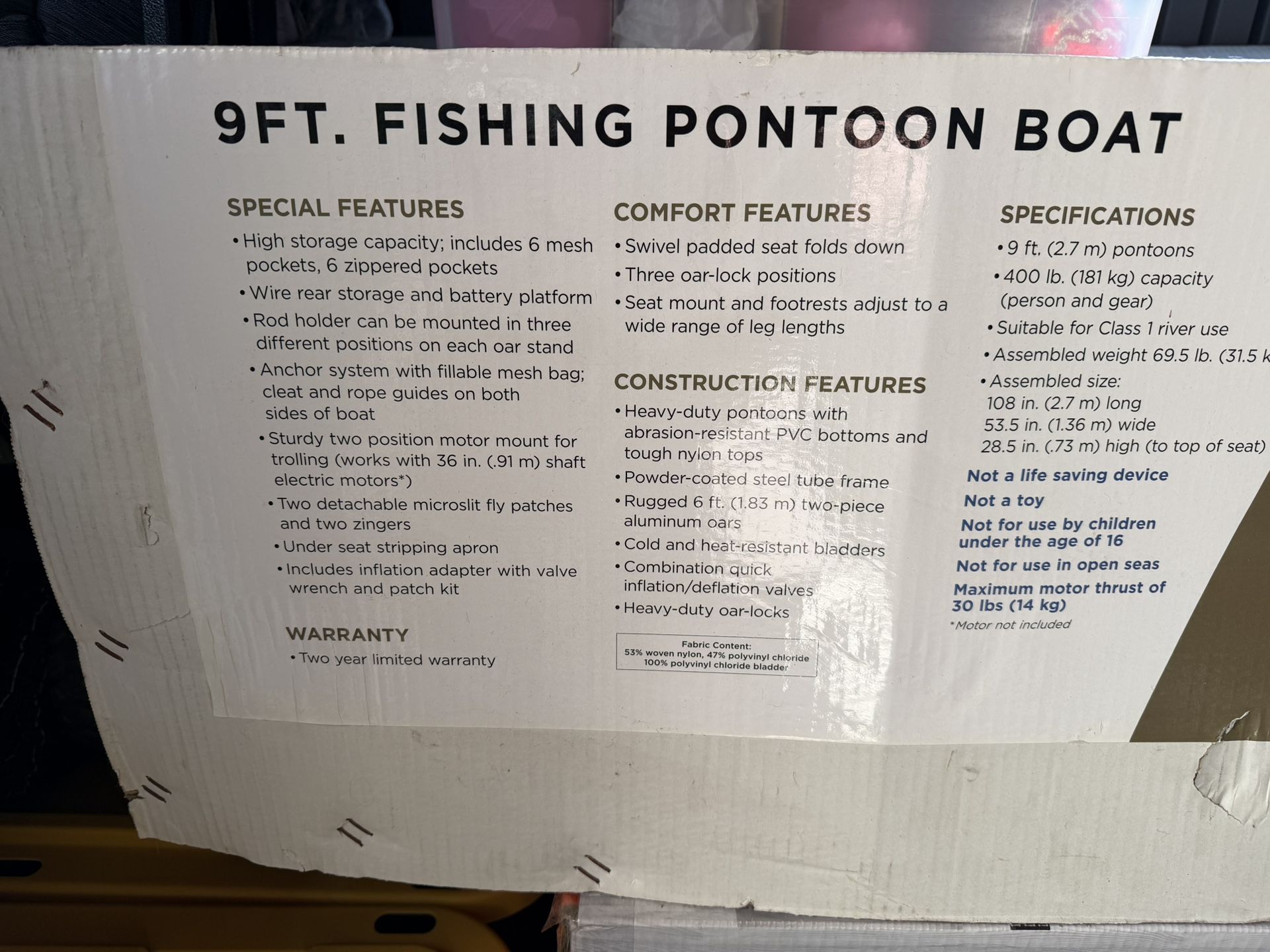 9 Foot Fishing Pontoon Boat