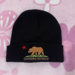 LA Hearts California Republic Black Beanie Hat - One Size