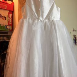 Flower girl or Christening dress-White Organza dress