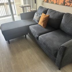 Navy Couch with Reversible Chaise