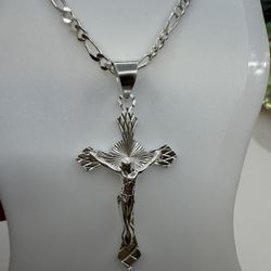 925 Sterling Silver Chain 22” Long And Pendant Cadena De Plata Italiana Alta Calidad 22” Pulgadas 