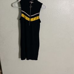 Charlotte Russe, Black, White And Yellow Dress With Zipper In The Front Size M